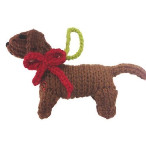 Hand Knit Dog Ornament Dachshund