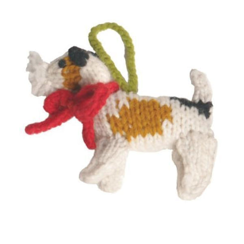 Hand Knit Dog Ornament Fox Terrier