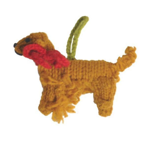 Hand Knit Dog Ornament Golden Retriever