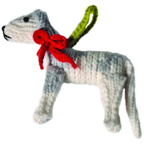 Hand Knit Dog Ornament Greyhound