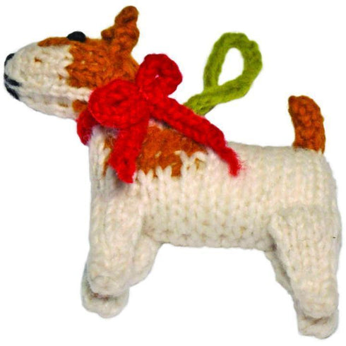 Hand Knit Dog Ornament Jack Russell Terrier