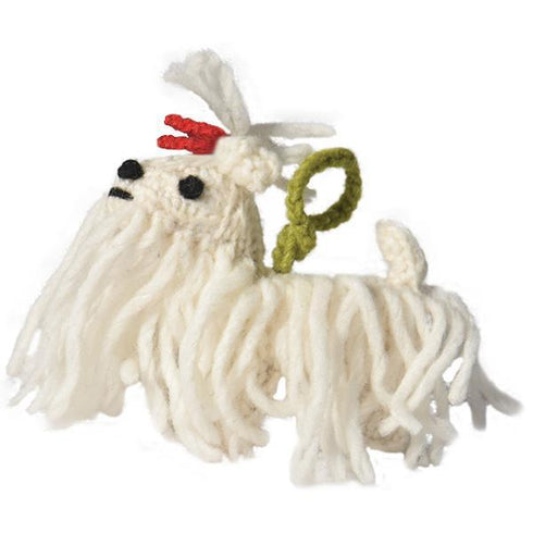 Hand Knit Dog Ornament Maltese