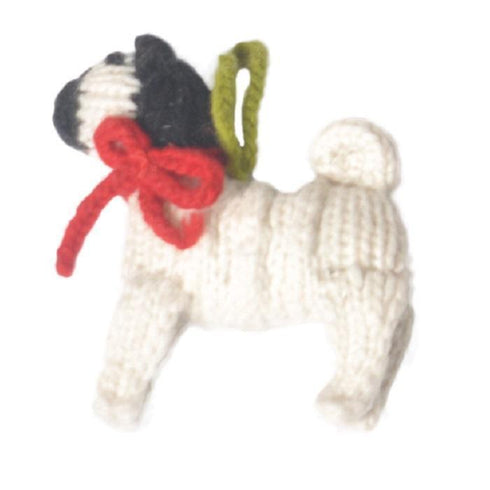 Hand Knit Dog Ornament Pug