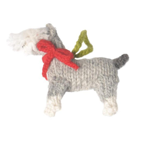 Hand Knit Dog Ornament Schnauzer