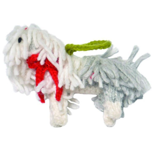 Hand Knit Dog Ornament Sheepdog