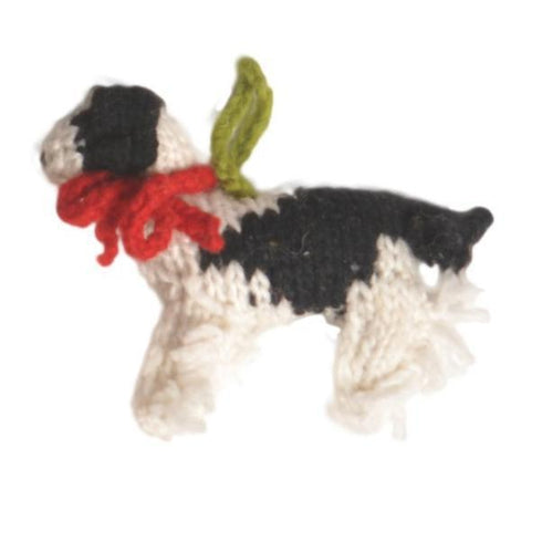 Hand Knit Dog Ornament Spaniel