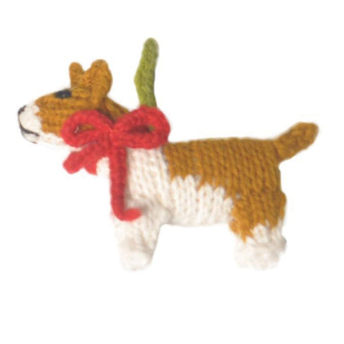 Hand Knit Dog Ornament Welsh Corgi