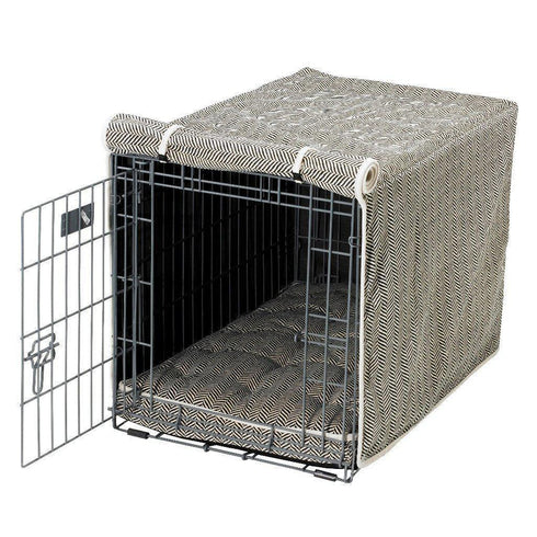 Herringbone Microvelvet Dog Crate Cover