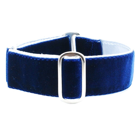 Holiday Velvet Dog Collar Blue/Silver