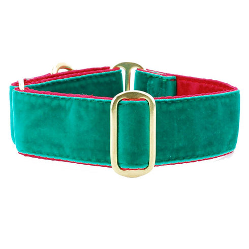 Holiday Velvet Dog Collar Green/Red