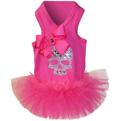 Hot Pink Crystal Skull Tutu Dog Dress