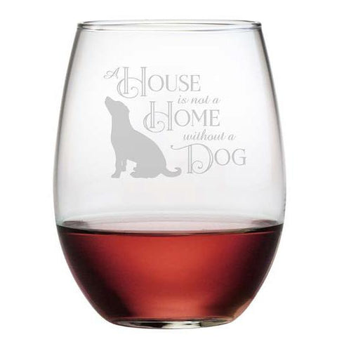 House Home Dog Stemless Wine Glasses, Set Of 4