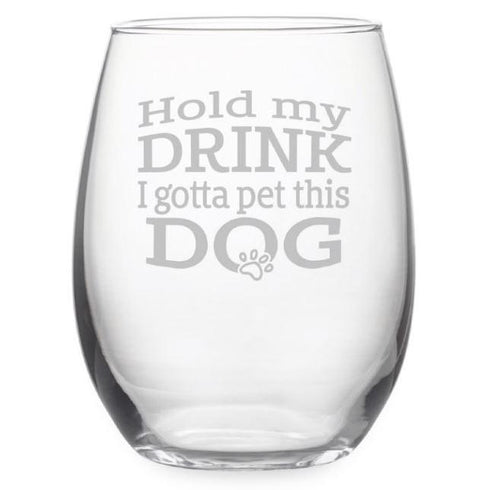 I Gotta Pet This Dog Stemless Wine Glasses, Set Of 4