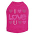 I Love You Pink Glitter Rhinestone Dog Tank
