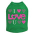 I Love You Pink Glitter Rhinestone Dog Tank