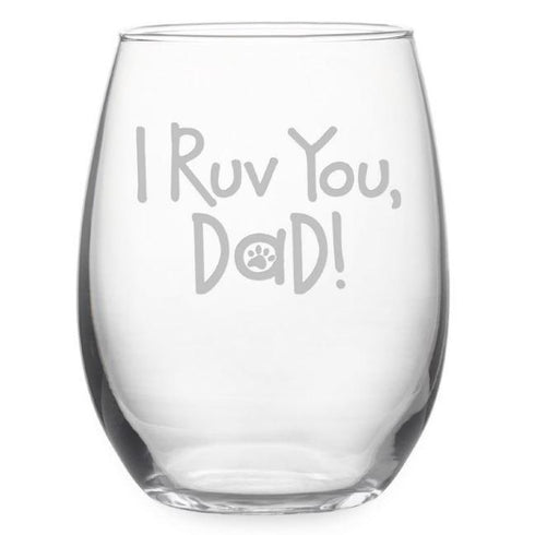 I Ruv You Dad Stemless Wine Glasses, Set Of 4