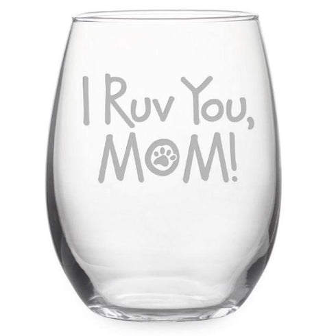 I Ruv You Mom Stemless Wine Glasses, Set Of 4