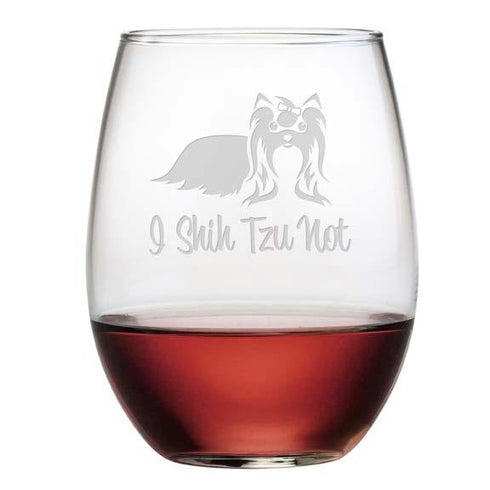 I Shih Tzu Not Stemless Wine Glasses, Set Of 4