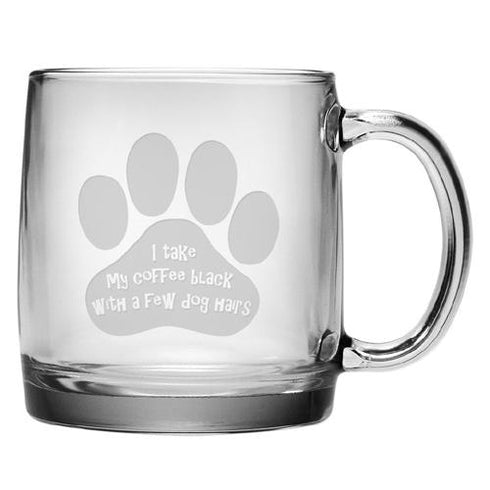 I Take My Coffee Black Glass Mugs, Set Of 4