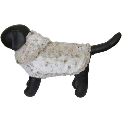 Ivory Leopard Faux Fur Dog Jacket Small