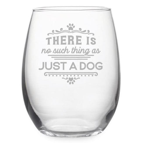 Just A Dog Stemless Wine Glasses, Set Of 4
