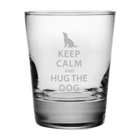 Keep Calm And Hug The Dog Double Old Fashioned Glasses, Set Of 4
