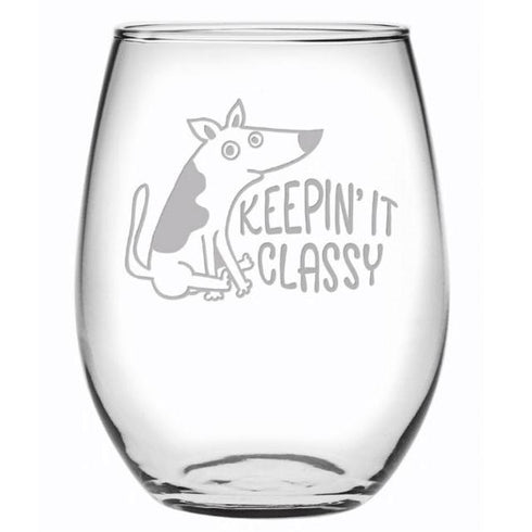 Keepin' It Classy Stemless Wine Glasses, Set Of 4