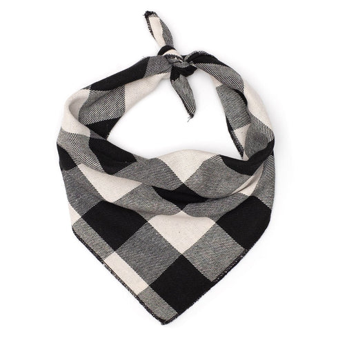 Large Buffalo Plaid Black/White Dog Bandana