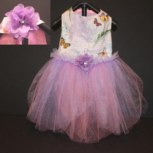 Lavender Rose Paris Butterfly Dog Dress