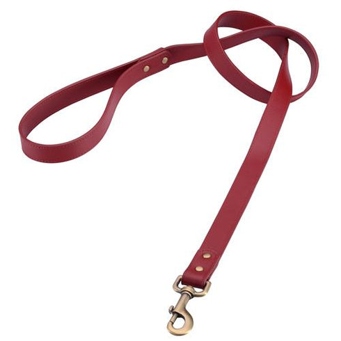 Leather Dog Leash Red