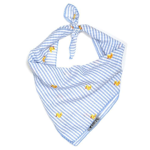 Light Blue Stripe Rubber Duck Dog Bandana