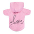 Love Hooded Dog Sweatshirt Pink