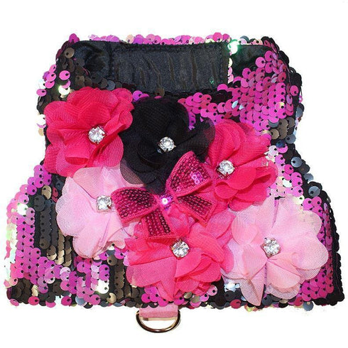 Magenta Pink/Black Mermaid Dog Harness Vest