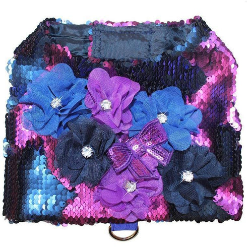 Mermaid Sequin Purple Flower Dog Harness Vest
