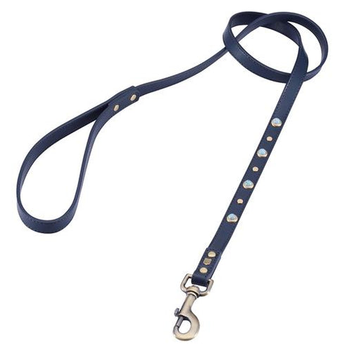 Mini Boho Pearl Blue Leather Dog Leash