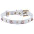 Mini Boho White/Lavender Leather Dog Collar Medium