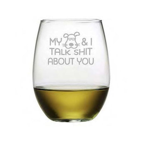 My Dog And I Stemless Wine Glasses, Set Of 4