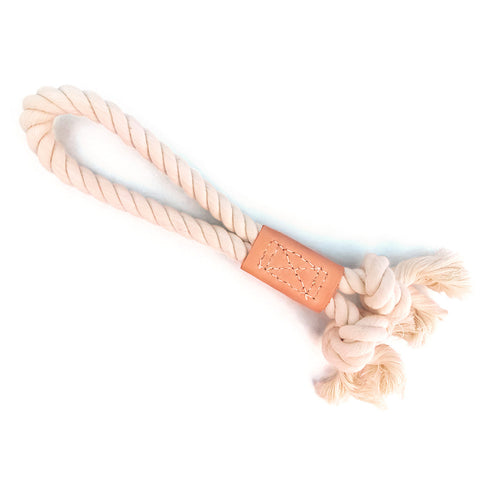 Natural Cotton And Leather Tug Rope Dog Toy