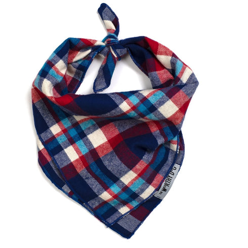 Navy/Red/Turq Plaid Dog Bandana