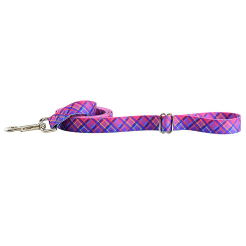 Neon Sunrise Pink Plaid EarthStyle Dog Leash