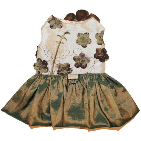 Olive Gardenia Lily Dog Harness Dress
