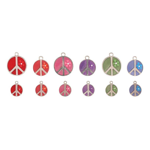 Opaque Flower Peace Sign Dog ID Tag
