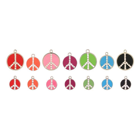 Opaque Pastel Crystal Peace Sign Dog ID Tag