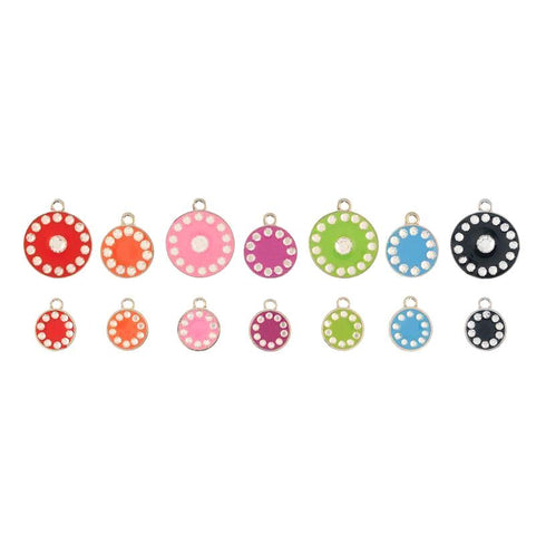 Opaque Pastel Crystal Round Dog ID Tag