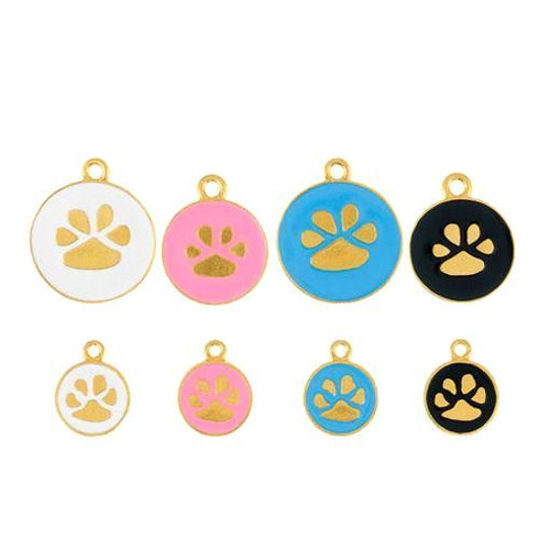Opaque Pastel Gold Paw Dog ID Tag