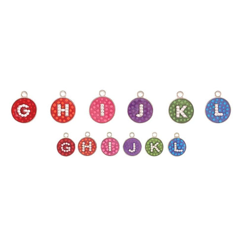 Opaque Polka Dot Crystal Alphabet Dog ID Tag