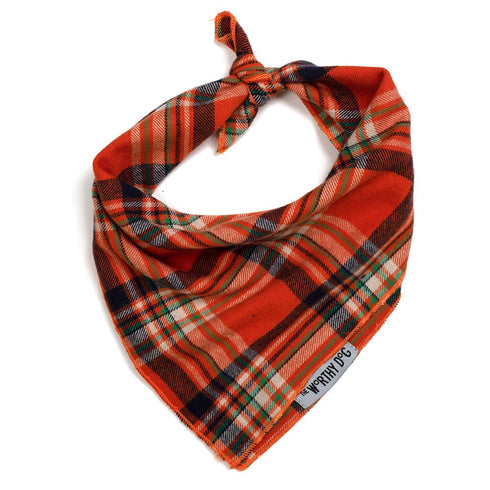 Orange Plaid Dog Bandana