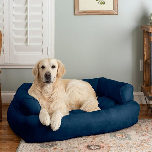 Overstuffed Luxury Dog Sofa Bed Sapphire