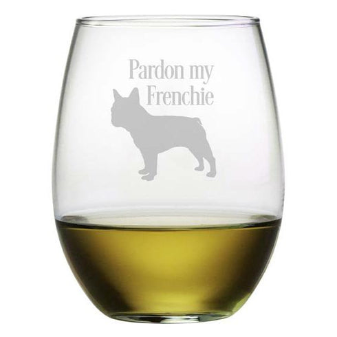 Pardon My Frenchie Stemless Wine Glasses, Set Of 4