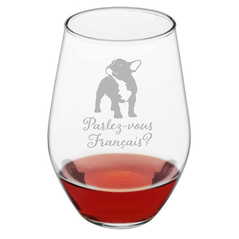 Parlez-Vous Francais Stemless Wine Glasses, Set Of 4